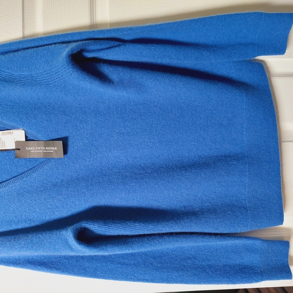 Saks Fifth Avenue Blue V-Neck Sweater - Picture 10 of 10